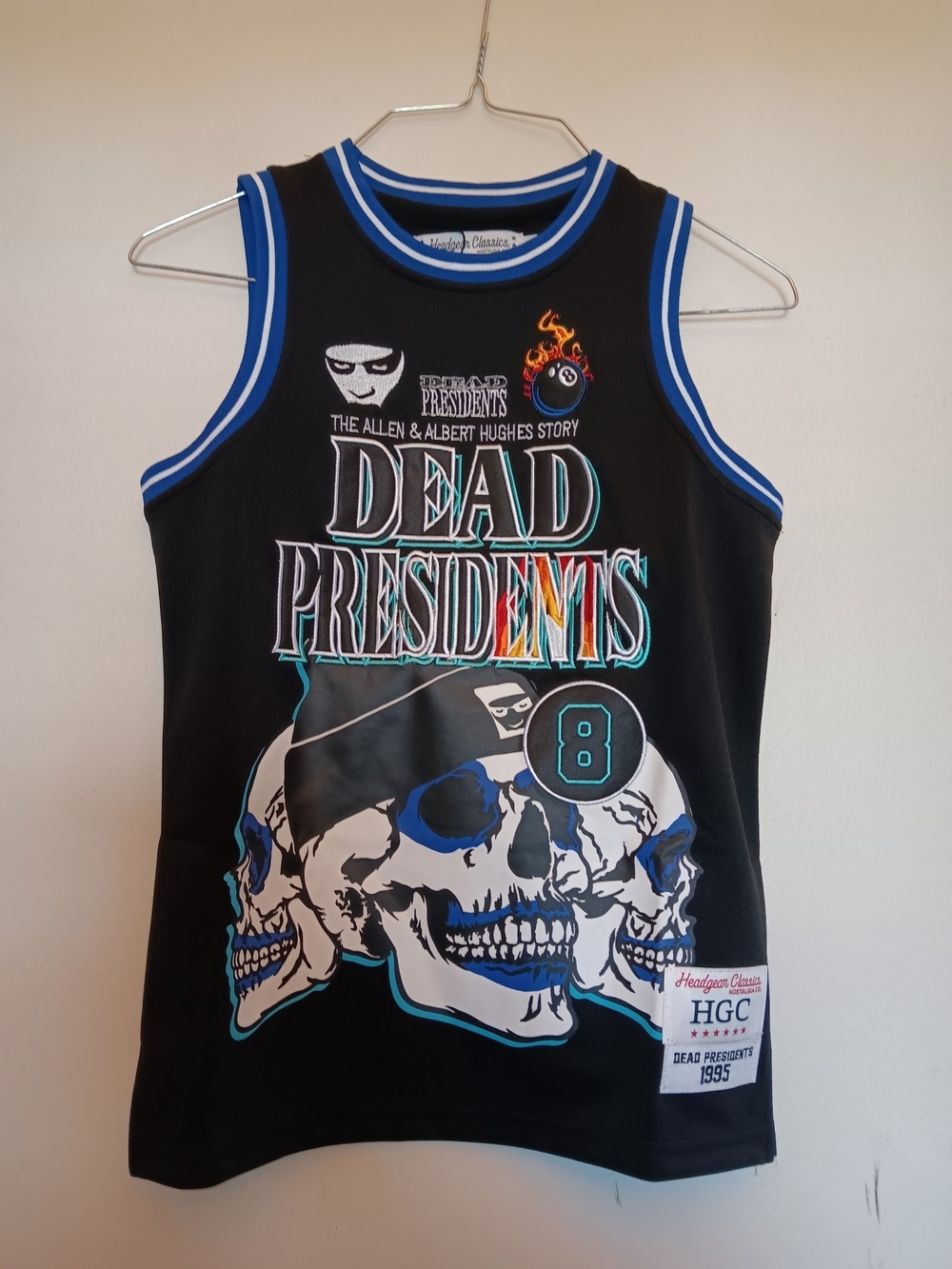 Dead Presidents Graphic Black Tank Top with Blue Trim - Kids